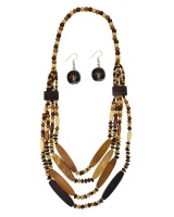 Sista Long Wood Necklace and Earring set Photo