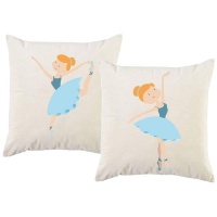 PepperSt – Scatter Cushion Cover Set – Ballerina with Blue Tutu Photo