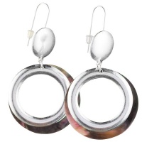 Silver Rhythm - Earrings to Look Stylish - Silver Metal & Shell Circles Photo