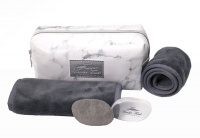 White Marble Makeup / Toiletry Bag & Makeup Eraser Set – Grey Photo