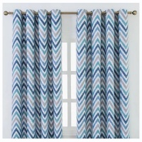 Matoc Readymade Curtain -Eyelet -Self-lined -ZigZag Blue 120cmWx123cmH-2Pk Photo