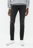 Men's Cheap Monday Haze Cut Tight Fit Jeans - Black Photo