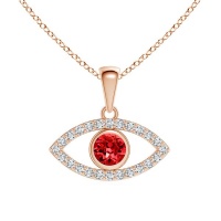 Stella Luna Evil Eye Necklace with Swarovski Ruby Crystal Rosegold Photo