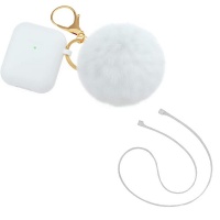 Silicone Cover Protective Case with Fur Ball keychain For Airpods-Yellow Photo