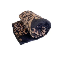 Cosily Soft Plush Blanket Damask Charcoal Chocolate - Queen Size Photo