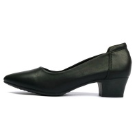 UB Corporate Leather Pointed Low Block Heel - Black Photo