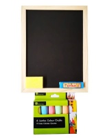 Chalk Board & 6 Jumbo Colour Chalks Set - 30cm x 23cm Photo