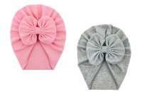 Baby Girl Turban - Pink and Grey Photo