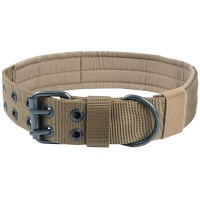 Adjustable Tactical Nylon Dog Training Collar with Metal Buckle - Brown Photo