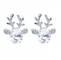 SilverCity Christmas Gift - Rudolf Antlers Stud Earrings - Zircon White Photo