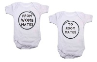 Qtees Africa - From Womb Mates to RoomMates Twin Pack Baby Grows Photo