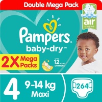 Pampers Baby Dry - Size 4 Double Mega Pack - 264 Nappies Photo