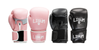 Ligum Fight Gear Premium Leather Boxing Gloves - Pink Black Photo