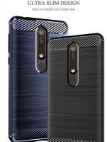 CellTime ™ Nokia 6.1 Shockproof Carbon Fiber Design Cover - Black Photo