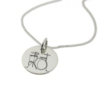 Drum Set Engraved on Sterling Silver with Chain Photo