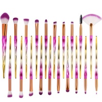 20 Piece Facial Make Up Synthetic Brush Set - Gradient Pink & Green Photo