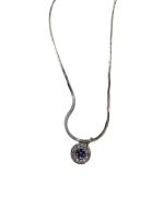 YALLI - Silver Rope Chain with Round Diamante Pendant Photo