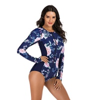 Iconix Women's Blue and Pink Long-sleeve Zip Swimwear Photo