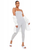 I Saw it First - Ladies Grey Basic Jersey Cami Square Neck Jumpsuit Photo