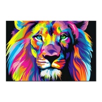 Spoonkie Canvas Art: Modern Abstract Paint - Colorful Lion Photo