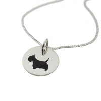 Scottish Terrier Dog Silhouette Sterling Silver Necklace with Chain Photo
