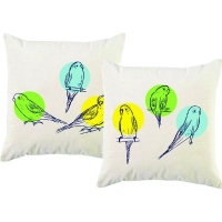 PepperSt - Scatter Cushion Cover Set - Three Budgies Photo