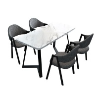 Mix Box Rectangular Dining Table & 4 Chairs Set - Grey Photo