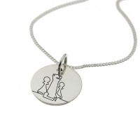 Chess Pieces Engraved Sterling Silver Necklace with Chain Photo