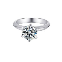 Solitaire Tiffany 6 Claw Setting 2.00ct Moissanite Engagement Ring Photo