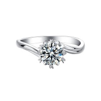 Snowflake Solitaire 6 Claws 1.00ct Moissanite Engagement Ring Photo