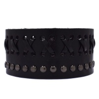 Androgyny Broad PU Weave & Studded Bracelet YB1268 Photo