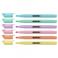 Kores High Liner Pastel Set of 6 Mixed Colour Highlighter Pens Photo