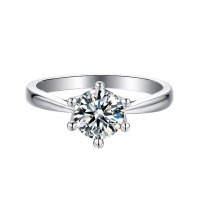 Solitaire 6 Claw Floral Basket 1.00ct Moissanite Engagement Ring Photo