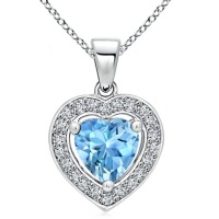 Stella Luna Heart Necklace with Swarovski Light Sapphire Crystal Rosegold Photo