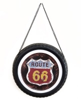 Retro Tyre Shaped Wall Décor Route 66 Theme with Hanging Chain Photo