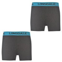 Lonsdale Junior Boys 2 Pack Boxers - Black/Blue Photo