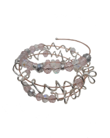 Designs by Ilana Rose Gold Wrap Bracelet with Silver Wire and Crystal Beads Photo