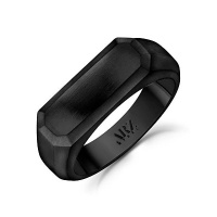 A.R.Z Steel Matte Black Rectangle Signet Ring Photo