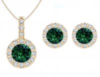 Civetta Spark Rachel Set - Swarovski Emerald Crystal Gold Photo