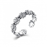 Cosmic 925 Sterling Silver Adjustable Ring - Eternity Floral Chain Photo