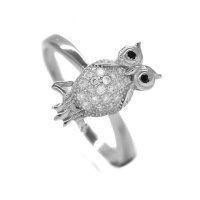 Silverbird 925 Sterling Silver Cubic Zirconia Owl Ring Photo