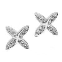 Pink Pixie Cubic Zirconia Flower Stud Earrings - Silver-Plated Photo