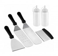 6 Piece Heavy Duty Stainless Steel Barbecue Grilling Tool Set Photo