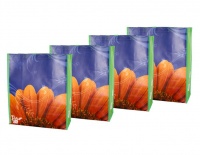 Fino Glossy Heavy duty Eco-Friendly Reusable Waterproof Shopping Bag - Set of 4 - Sunflower - 48 Litre Photo