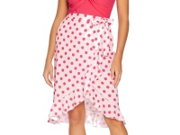 Quiz Ladies Petite Pink Polka Dot Wrap Frill Skirt Photo