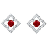 Stella Luna Clover Earrings- Swarovski Ruby Crystal Photo