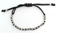 Stainless Steel Square Bead and Cord bracelet Photo