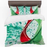Print with Passion Green and Red Abstract Duvet Cover Set Photo
