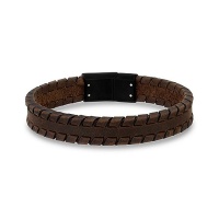 12mm Brown Tire Track Leather Bracelet 7.5" Photo