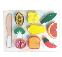 Classic Toy Wooden Cutting Food Cutting Fruit Cutting Vegetable Set Photo